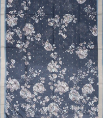 Dark Grey Woven Art Kota Silk Saree With Printed Floral Motifs-BL3883