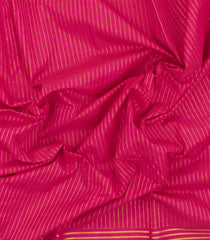 Pink Woven Chettinad Cotton Saree With Stripes & Zari Border-CN1916