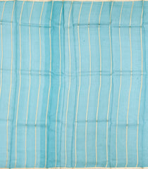 Cyan Woven Pure Organza Silk Saree With Zari Stripes & Buttas-KS1075