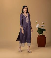 Midnight Plum Festive Embroidered Kurta-KR0859