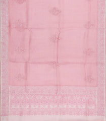 Baby Pink Embroidered Organza Silk Saree With Floral Motifs-KS1056