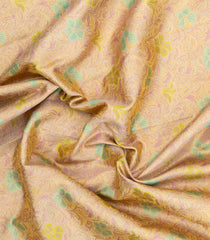Sandal Handloom Kanchipuram Silk Saree With Meena Floral Motifs-KA15670