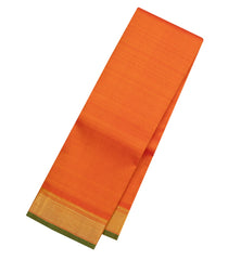 Orange Handloom Kanchipuram Silk Saree With Dotted Zari Stripes-KA15680