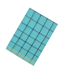 Turquoise Woven Kadappa Cotton Saree With Checks-KN0744