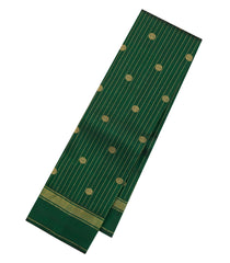 Dark Green Handloom Kanchipuram Silk Saree With Zari Stripes-KA15113