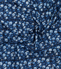 Blue Printed Jaipur Cotton Saree With Floral Motifs-JC1810