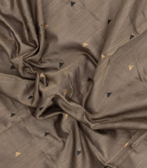 Taupe Handloom Maheswari Silk Cotton Saree With Floral Buttas & Zari Border-SC4866