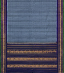 Grey Handloom Gadwal Silk Cotton Saree With Stripes-GA0378