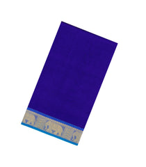 Violet Handloom Silk Cotton Saree With Contrast Border-SC4714
