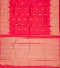 Dark Peach Handloom Kanchipuram Silk Saree With Floral Zari Buttas-KA12966