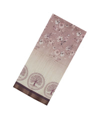 Cream Printed Synthetic Tussar Silk Saree With Lilac Border-SY0039