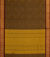 Dark Olive Woven Chettinad Cotton Saree With Contrast Border-CN1840