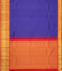 Blue Handloom Korvai Kanchipuram Silk Saree With Motif Zari Stripes-KA16831