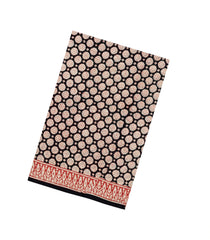 Black Printed Jaipur Cotton Saree With Floral Motifs-JC1657
