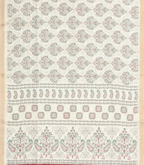 Cream Printed Synthetic Kotha Silk Saree With Zari Border-SY0034