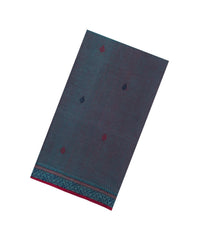 Steel Blue Handloom Bengal Cotton Saree With Floral Motifs-BG2001