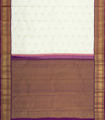 White Handloom Korvai Kanchipuram Silk Saree With Zari Buttas-KA16415