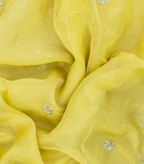 Yellow Embroidered Organza Saree With Buttas-EN2090
