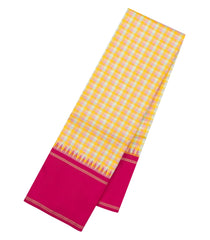Multi Colour Handloom Korvai Kanchipuram Silk Saree With Checks & Crimson Border-KA16619