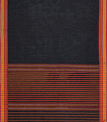 Black Handloom Bengal Cotton Saree With Contrast Border-BG2004