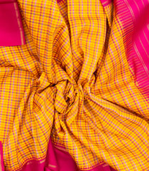 Multi Colour Handloom Korvai Kanchipuram Kora Silk Saree With Checks-KA12971