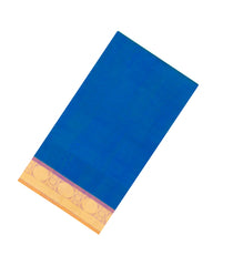 Blue Handloom Silk Cotton Saree With Contrast Border-SC4709