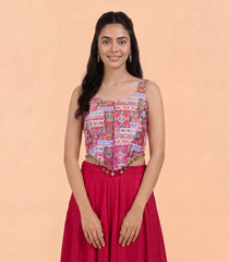 Deep Pink Festive Corset Top Sharara Set-RC5642