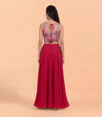 Deep Pink Festive Corset Top Sharara Set-RC5642