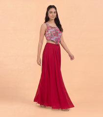Deep Pink Festive Corset Top Sharara Set-RC5642
