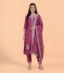 Deep Rose Gold Zari Work Kurta Set -RC5664