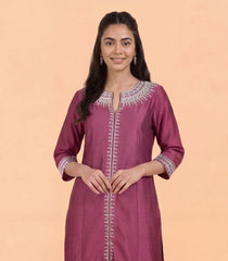 Deep Rose Gold Zari Work Kurta Set -RC5664