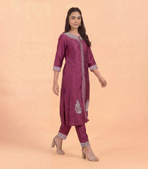 Deep Rose Gold Zari Work Kurta Set -RC5664