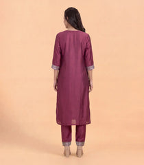 Deep Rose Gold Zari Work Kurta Set -RC5664