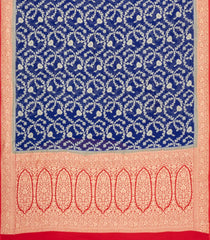 Blue Handloom Banarasi Khaddi Georgette Silk Saree With Contrast Border-BE1795