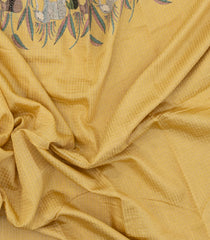 Sandal Pritned Dupion Saree With Zari Checks & Border -BL4998
