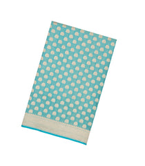 Turquoise Handloom Banarasi Silk Saree With Floral Zari Motifs-BE1776