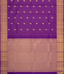 Purple Handloom Kanchipuram Silk Saree With Zari Checks & Buttas-KA16666