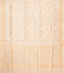 Cream Handloom Banarasi Organza Silk Saree With Floral Motifs-BE1825