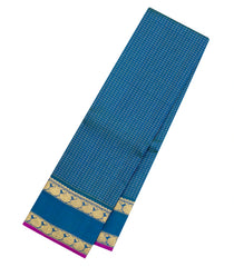 Blue Handloom Kanchipuram Silk Saree With Zari Checks-KA15712