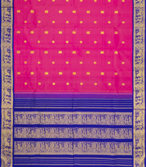 Hot Pink Handloom Korvai Kanchipuram Silk Saree With Buttas-KA16419