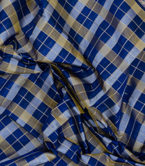 Blue Handloom Silk Cotton Saree With Checks-SC4342