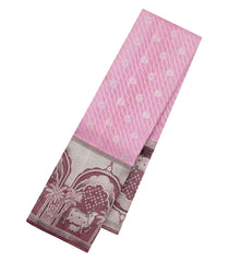 Baby Pink Handloom Korvai Kanchipuram Silk Saree With Floral Zari Motifs-KA15768