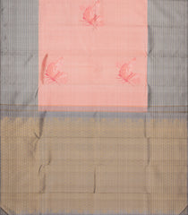 Peach Handloom Korvai Kanchipuram Silk Saree With Butter Fly Motifs-KA13540