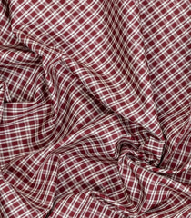 Maroon Handloom Korvai Kanchipuram Silk Saree With Checks-KA15514