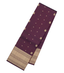 Dark Maroon Woven Pure Silk Saree With Zari Buttas-EC2580