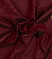 Dark Maroon Handloom Kanchipuram 9 Yards Silk Saree With Stripes-KA15423