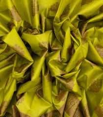 Lime Green Woven Tussar Silk Saree With Floral Butta Motifs-TU2940