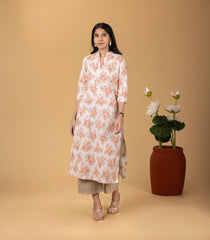 Off-White and Peach Casual Kurta-KR0852