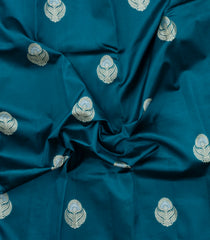Cyan Woven Banarasi Poona Silk Saree With Buttas & Contrast Border-BP1041