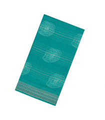 Turquoise Printed Synthetics Dola With Zari Stripes -BL5242